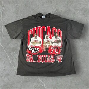 Vintage‎ Chicago Bulls Shirt Mens XL Black 90s Rap Tee 1996 Jordan Pippen Rodman